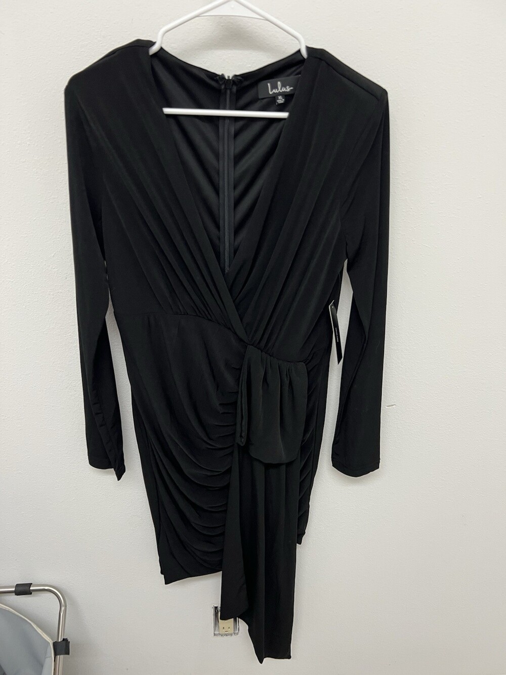 NEW NWT Lulus Marlay Black Ruched Long Sleeve Bodycon Dress Size XL